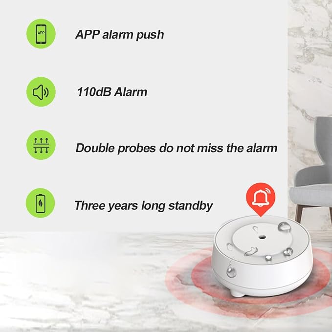WiFi Water Leak Detector 3 Pack, Smart Water Alarm - Image 2