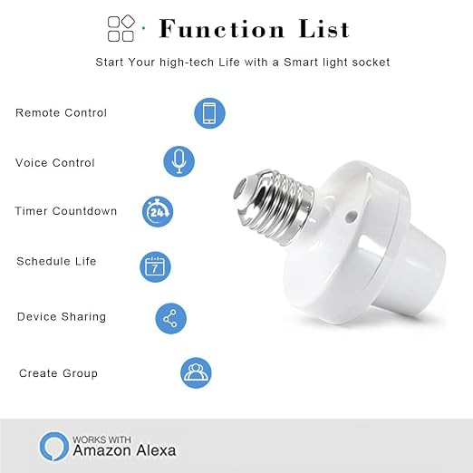 QIACHIP Remote Control Light Socket E26 E27 Bulb Socket Adapter, ZigBee Smart - Image 5