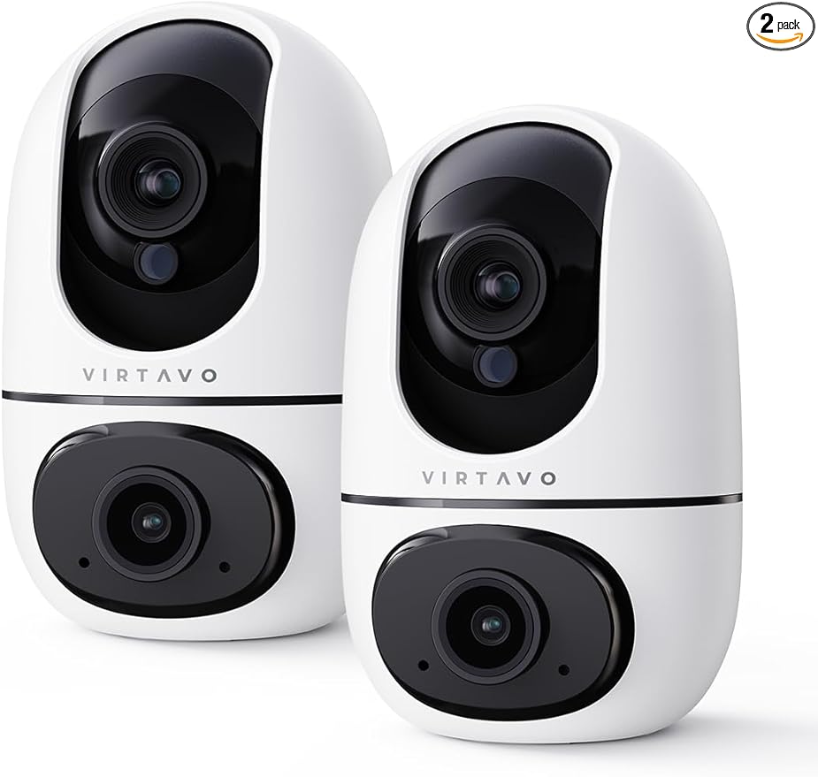 VIRTAVO XD1 Indoor Pet & Baby Camera, No Subscription Required, Dual-Lens 360° by virtavo
