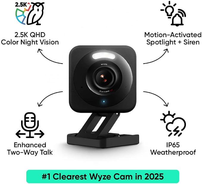 WYZE Cam v4, 2.5K HD WiFi Smart Home Security Camera, Pet/Baby Monitor - Image 2