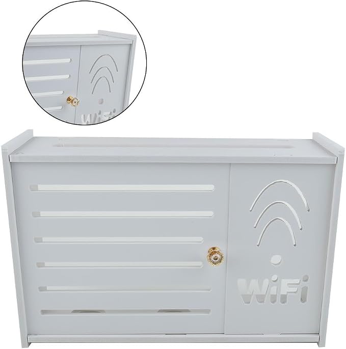 White Plastic Router Storage Box, Wall Mount Cable Organizer - Image 7