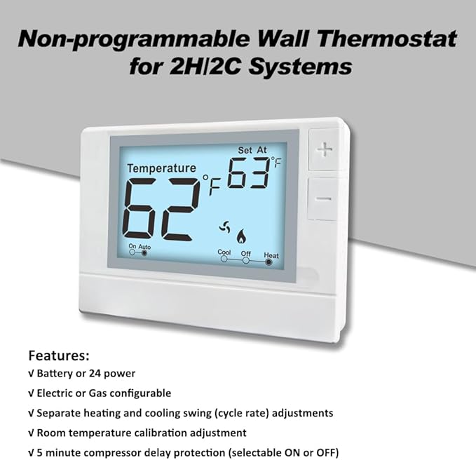 Multi Stage Thermostat for Home Cooling and Heating, 2 Heat/2 Cool, Super Clear - Image 2