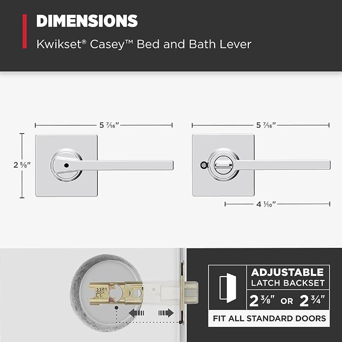 Kwikset Casey Hallway Passage and Bed/Bath Privacy Door Handle 2 Pack, 1 - Image 9