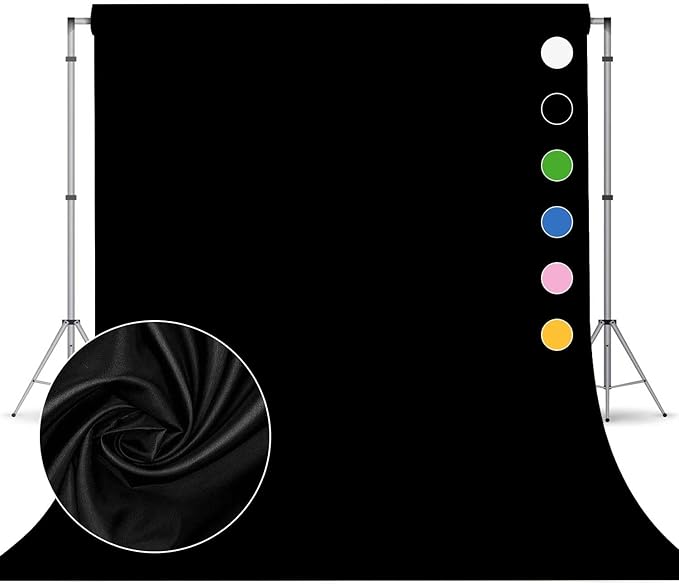 Black Photo Backdrop for Photoshoot, Fabric Background for Product Photography by TERSUM