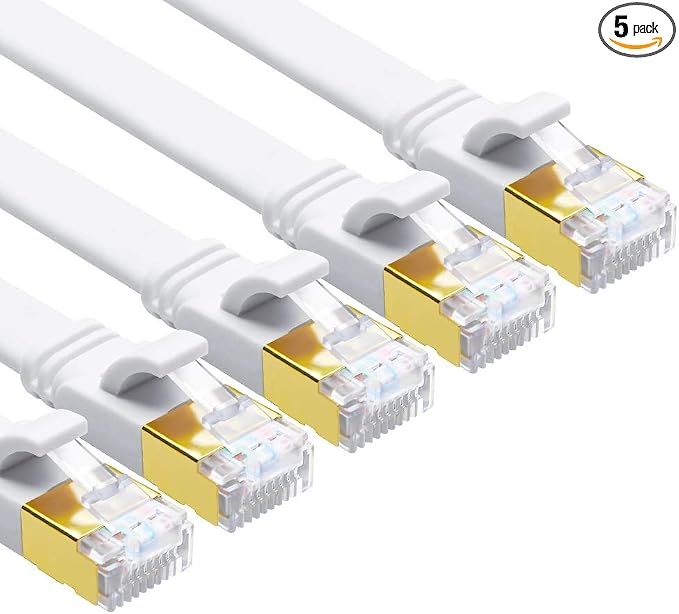 Yauhody CAT8 Ethernet Cable 3ft 5 Pack Flat CAT8 Patch Cord, Faster Than by Yauhody