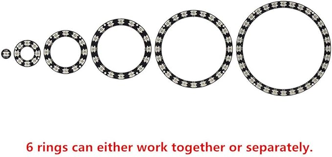93 LEDs 6 Rings WS2812B 5050 RGB LED Ring Lamp Light Individually Addressable - Image 3