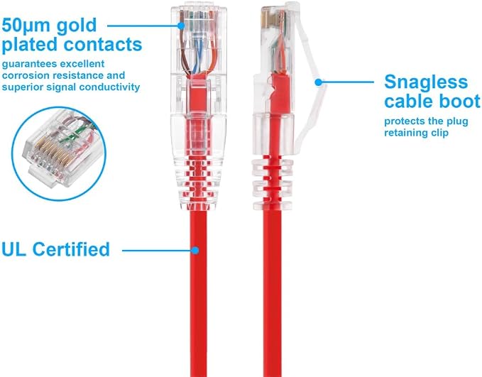 Monoprice Cat6 7ft Red Component Level Patch Cable UTP 28AWG 550MHz Pure Bare - Image 3