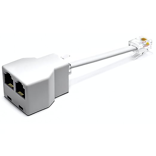 Phone Jack Splitter for Landline Telephone RJ11 6P4C 2 Way Adapter Made in USA by RetailAndBulk