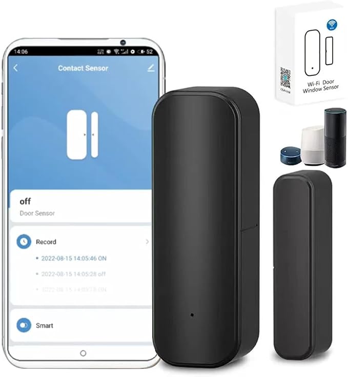 WiFi Door Sensor, Smart Door Open/Closed Detectors, 2.4G WiFi Door Sensor by OUGETHER