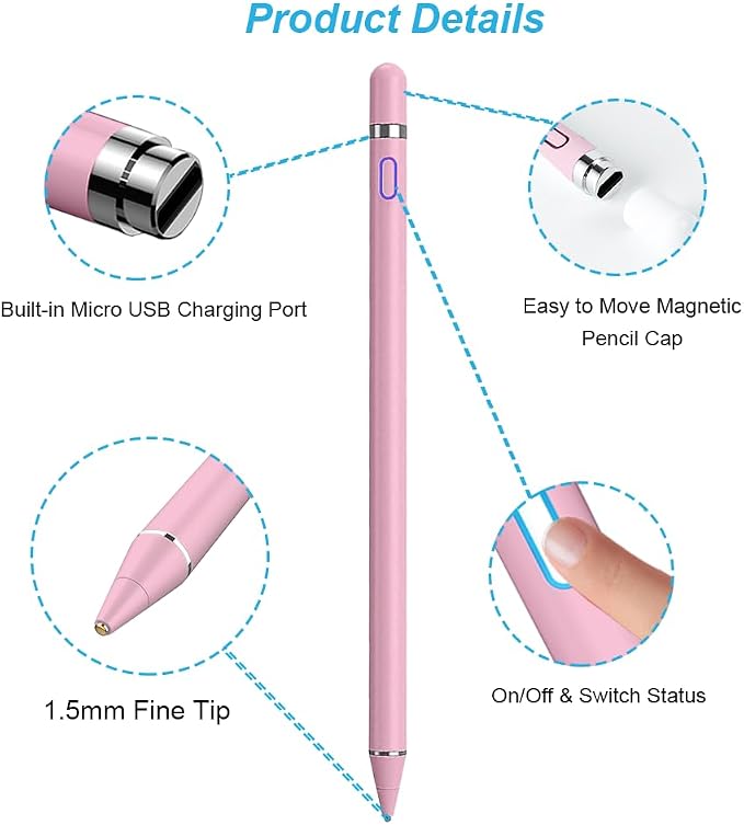 DOGAIN Active Stylus Pen for Touchscreen, iPad Pencil 1.5mm Fine Point Pen - Image 2