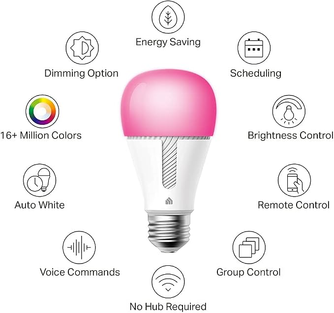 Kasa Smart Bulb, 1000 Lumens Full Color Changing Dimmable Smart WiFi Light Bulb - Image 3