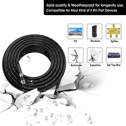 6ft RG6 Coaxial Cable Black, 75 Ohm Coax Cable - Image 2