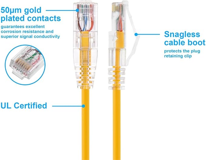 Monoprice Cat6 5ft Yellow Component Level Patch Cable UTP 28AWG 550MHz Pure - Image 3