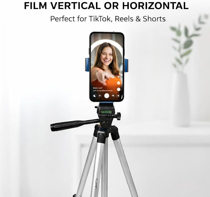 Acuvar 50” Phone Tripod with Holder – Lightweight Aluminum Tripod Stand - Image 2
