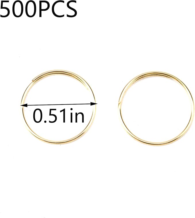 500PCS Stainless Steel Bright Gold Chandelier Split Rings, 0.51inch Diameter - Image 2
