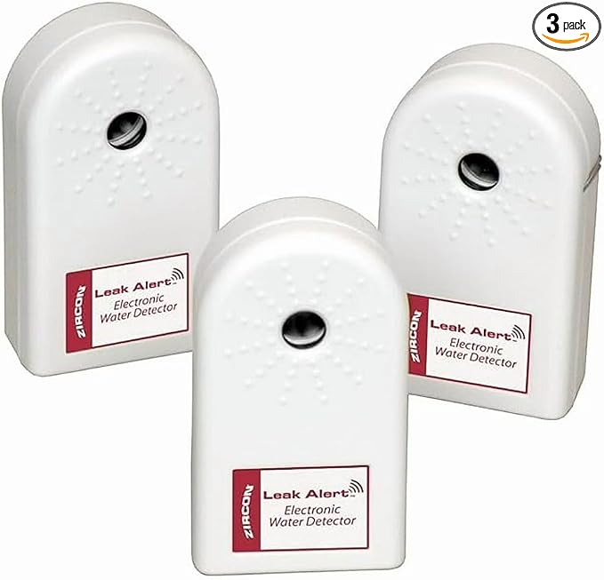 Zircon Leak Alert 3-Pack Water Detector Alarm – 90 dB Battery-Powered Leak & by Zircon