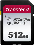 Transcend SDC300S 512GB SDXC SD Card, UHS-I U3 V30, 4K UHD & Full HD by Transcend