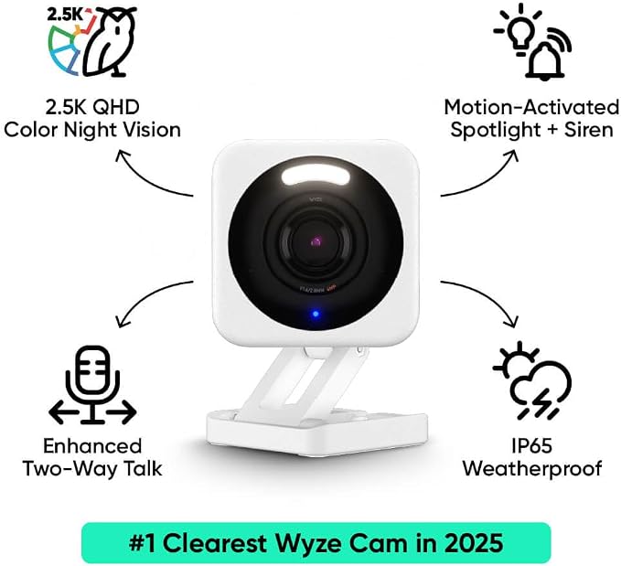 WYZE Cam v4, 2.5K QHD WiFi Indoor/Outdoor Smart Home Security Camera, Pet/Baby - Image 2