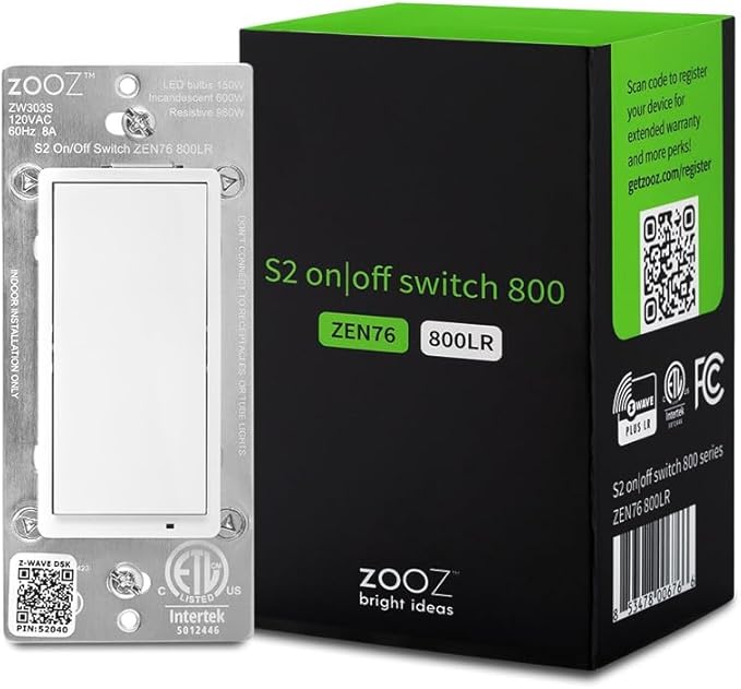Zooz 800 Series Z-Wave Long Range S2 On Off Switch ZEN76 800LR by ZOOZ