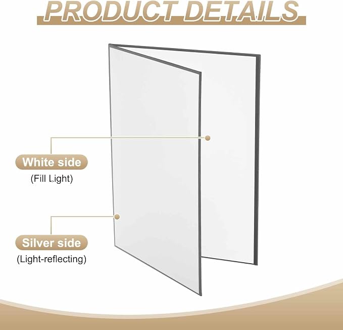 2Pcs 11"x8" Light Reflector 2 in 1 Photography Reflector Cardboards, Foldable & - Image 3