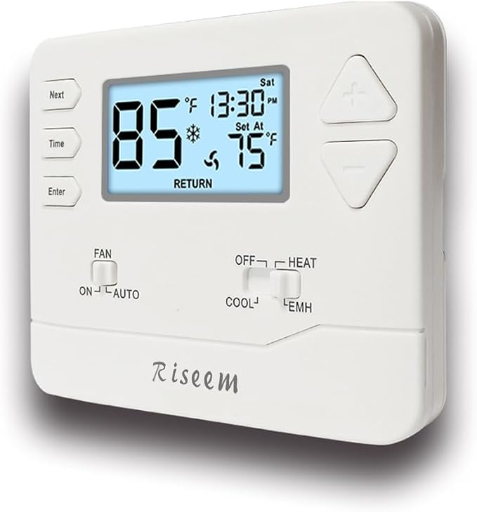 Thermostat for Heat Pump, NonProgrammable Thermostat for Home, Conventional by Riseem