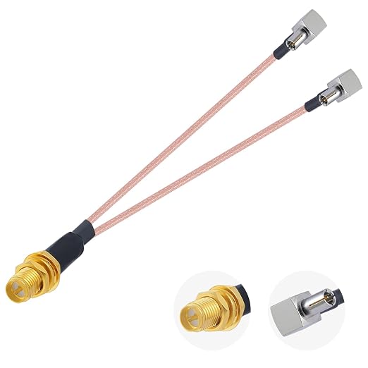 RP SMA Female to Dual TS9 Male Right Angle Connector RF Coax Cable 50 Ohm Low by POBADY