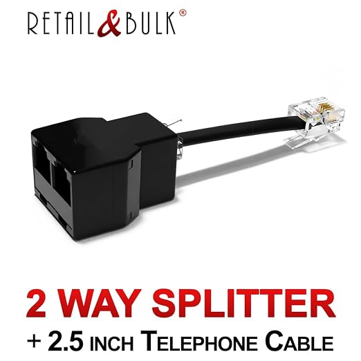 Phone Jack Splitter for Landline Telephone RJ11 6P4C 2 Way Adapter Made in USA - Image 5