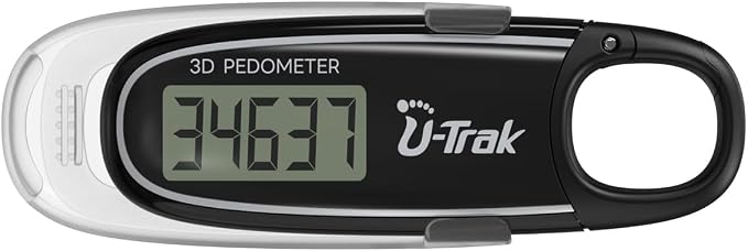 3D Pedometer for Walking with Removable Clip and Carabiner Simple Step Counter by U-Trak