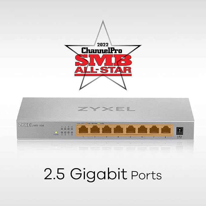 Zyxel 8-Port 2.5GbB MultiGig Ethernet Unmanaged Switch | 8 x 100/1G/2.5G Mbps - Image 2