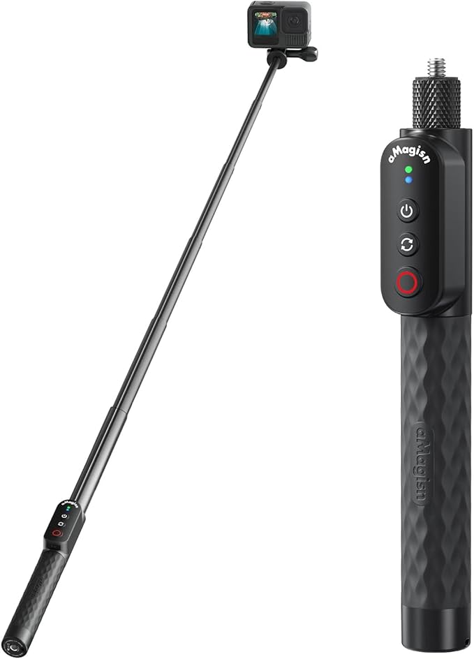 Remote Control Selfie Stick Rechargeable Waterproof 100CM Stretchable Compatible by Aovee