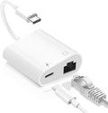 USB C to Ethernet Adapter, 2-in-1 USB C to RJ45 Ethernet Adapter by MTIQHS