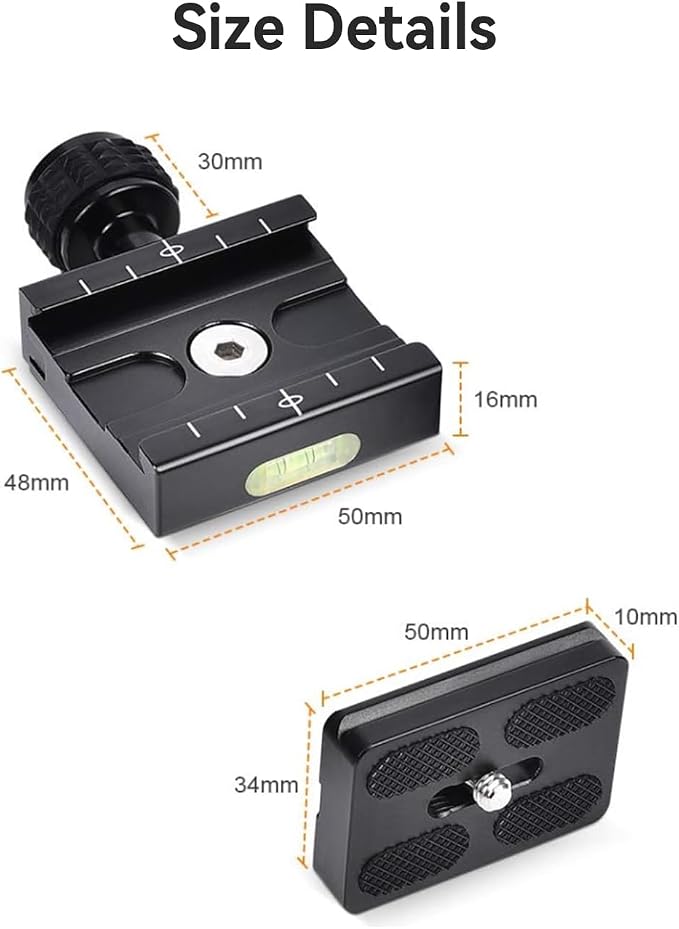 UTEBIT 50mm Arca Swiss Quick Release Plate, Aluminum QR Clamp Adapter Set - Image 6
