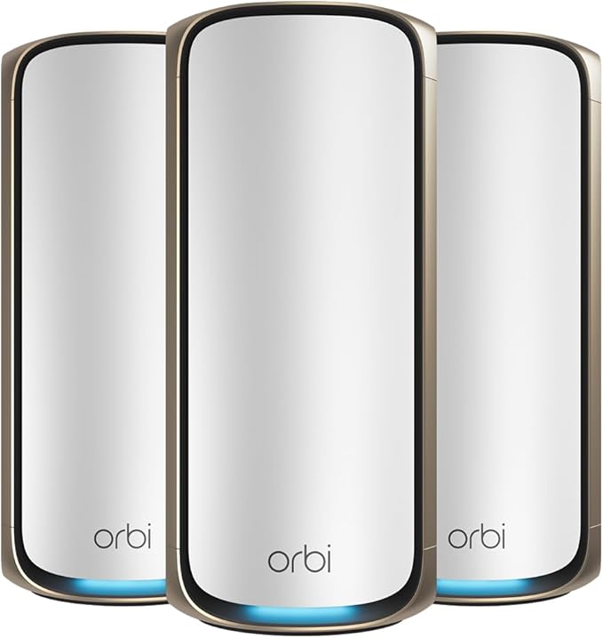 NETGEAR Orbi 970 Series Quad-Band WiFi 7 Mesh Network System, Router + 2 by NETGEAR