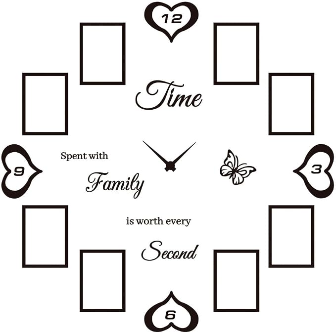 Datesno DIY Family Photo Frame Wall Clock Decal - Image 2