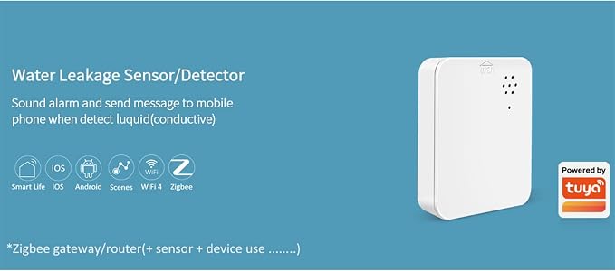 WENGART Zigbee Smart Water Leak Detector, 120dB Audible Alarm & App Notification - Image 4