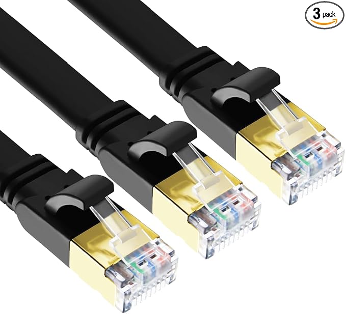 Yauhody CAT 8 Ethernet Cable, 1.5ft 3 Pack High Speed 40Gbps 2000MHz Flat SFTP by Yauhody