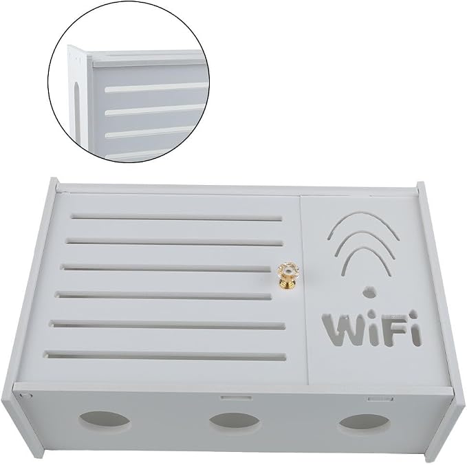 White Plastic Router Storage Box, Wall Mount Cable Organizer - Image 6