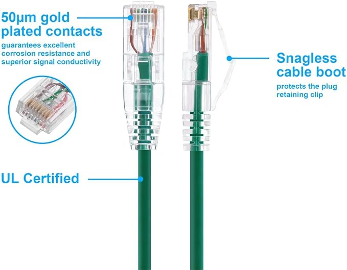 Monoprice Cat6 7ft Green Component Level Patch Cable UTP 28AWG 550MHz Pure Bare - Image 3