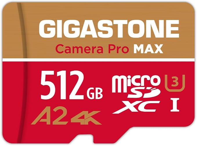 【5-Years Data Recovery】 GIGASTONE 512GB Micro SD Card, 4K Camera Pro MAX by Gigastone