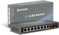 8-Port 2.5G Unmanaged Ethernet Switch, 8×2.5G Base-T Ports, 2×10G SFP+ Uplink by Davuaz