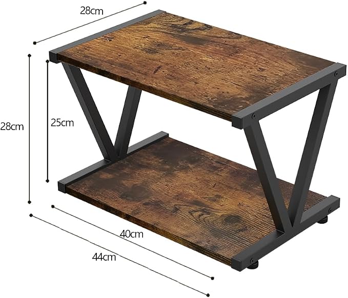 VEDECASA Retro Desktop Printer Stand 2 Tiers Under Desk Wood Printer Shelf - Image 4
