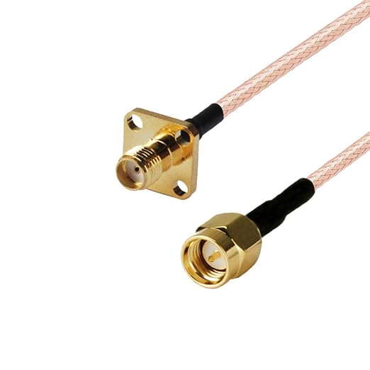 coaxial Cable SMA Female Jack to SMA Male Plug Pigtail Cable 4 Holes Flange - Image 2