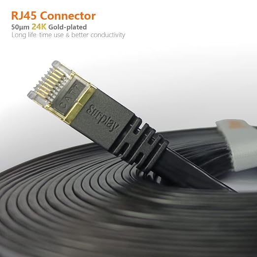 Cat7 20FT-2Pack Ethernet Cable Flat-Black-10Gbps Internet Network Cord - Image 9