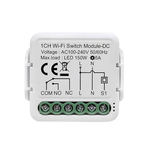 1CH Dry Contact WiFi Relay Switch Module, DC 12/24V AC 100-240V, Tuya Smart by Ururtm