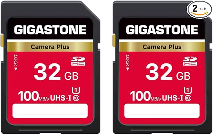 GIGASTONE 32GB SD Card 2-Pack, Camera Plus, UHS-I U1 Class 10 SDHC Memory Card by Gigastone