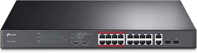 TP-Link TL-SL1218MP 16 Port 10/100Mbps Fast Ethernet PoE Switch 16 PoE+ Ports by TP-Link