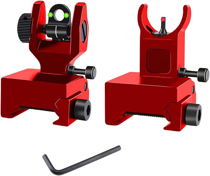 Fiber Optic Flip Up Iron Sights Picatinny Rail Mounted Front and Rear Backup by TPO