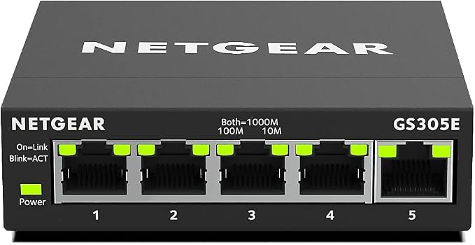 NETGEAR 5-Port Gigabit Ethernet Easy Smart Managed Essentials Switch GS305E by NETGEAR