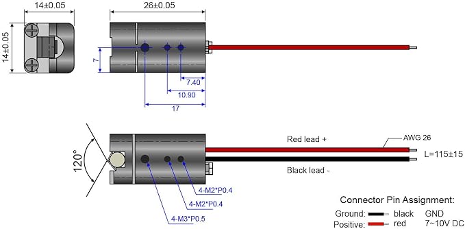 Green Line Laser Module, Class 1, Fan Angle >120°, 1~20 meters work distance - Image 2