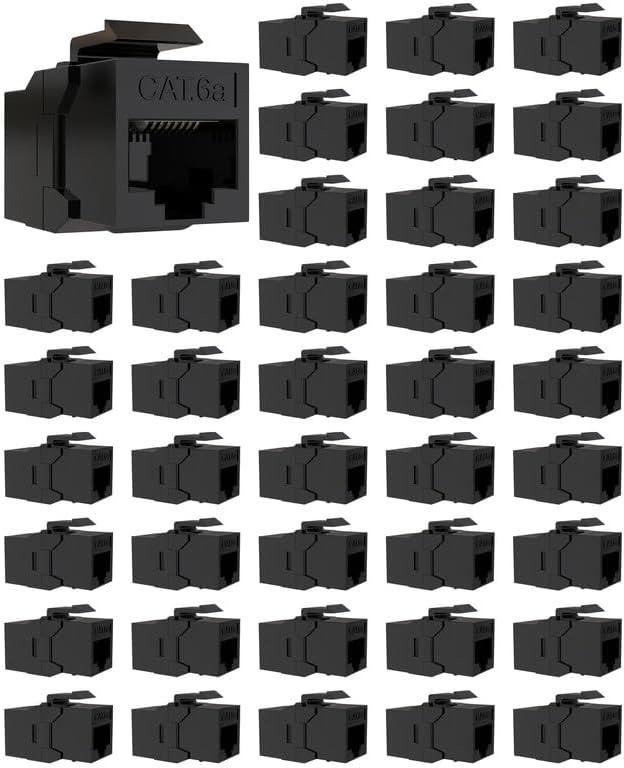40 Pack CAT6A RJ45 Keystone Couplers, Ethernet Keystone Jack Female to Female by VANDESAIL